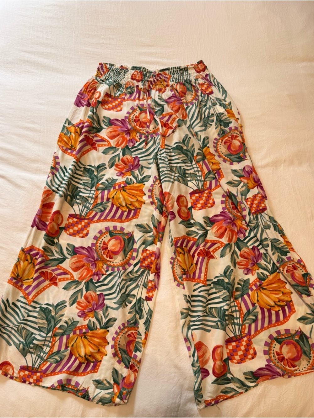 Tropical Print Wide-Leg Pants in Multicolor